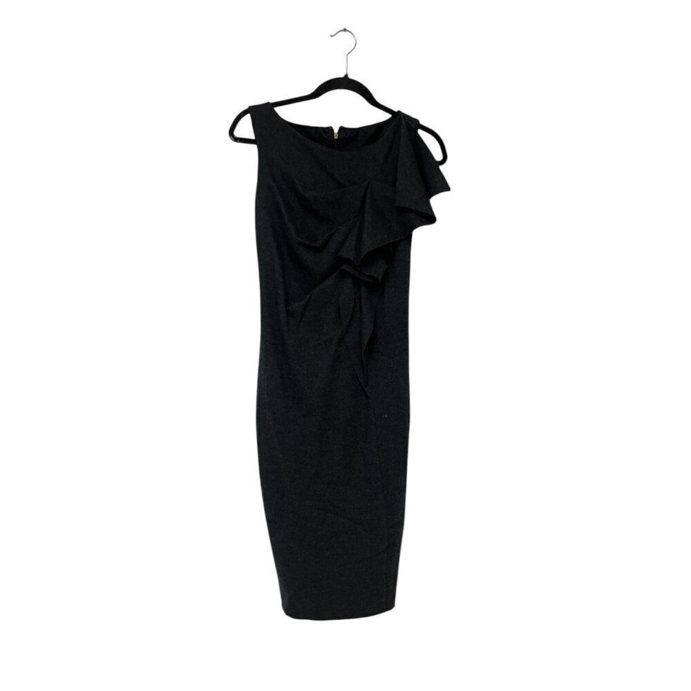 Max Mara Womens Sheath Dress Wool XS 42 Herringbone gray Black Sleeveless